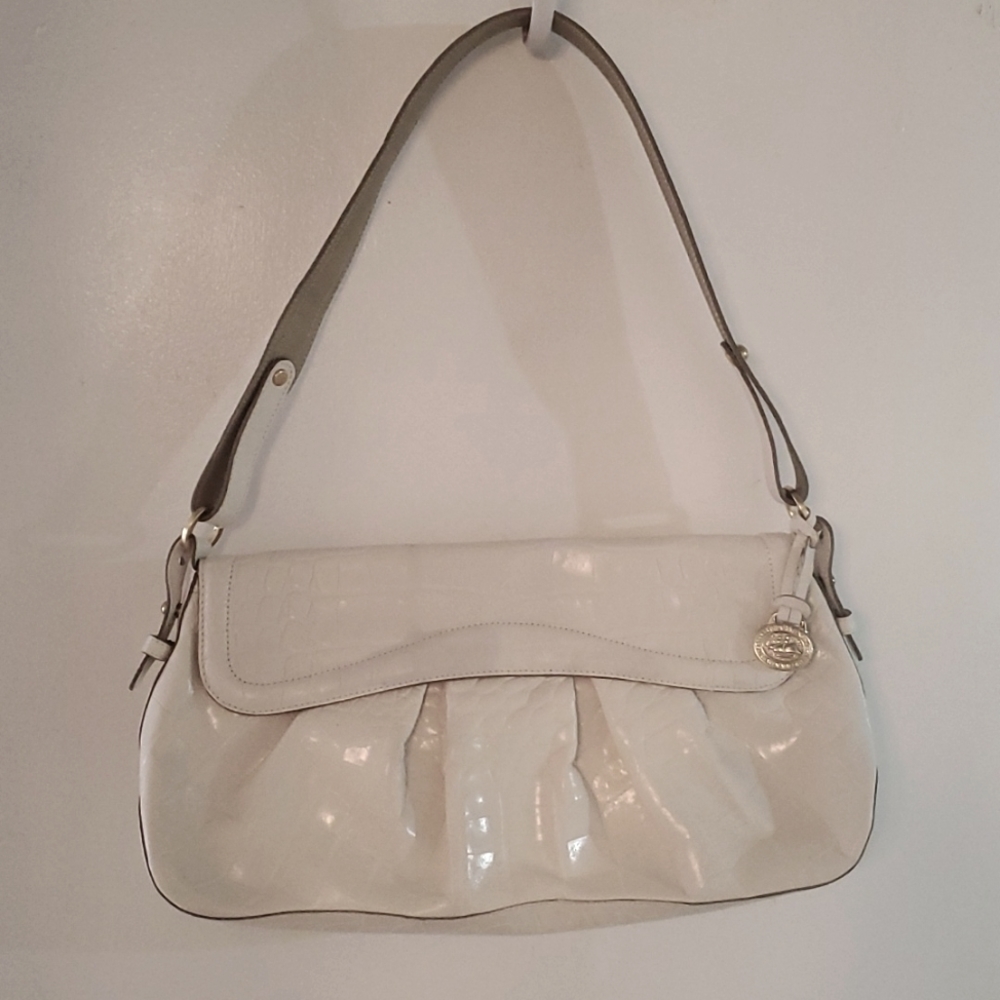 White croc embossed BRAHMIN shoulder bag
